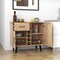 Costway 2-Door Wine Bar Cabinet Kitchen Sideboard Buffet with Drawer & Adjustable Shelves Black/Natural